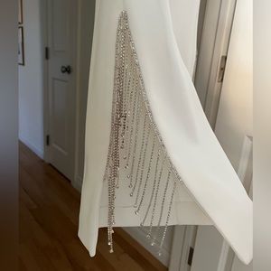 Disco Cowgirl Flared White Pants with Rhinestone Trim